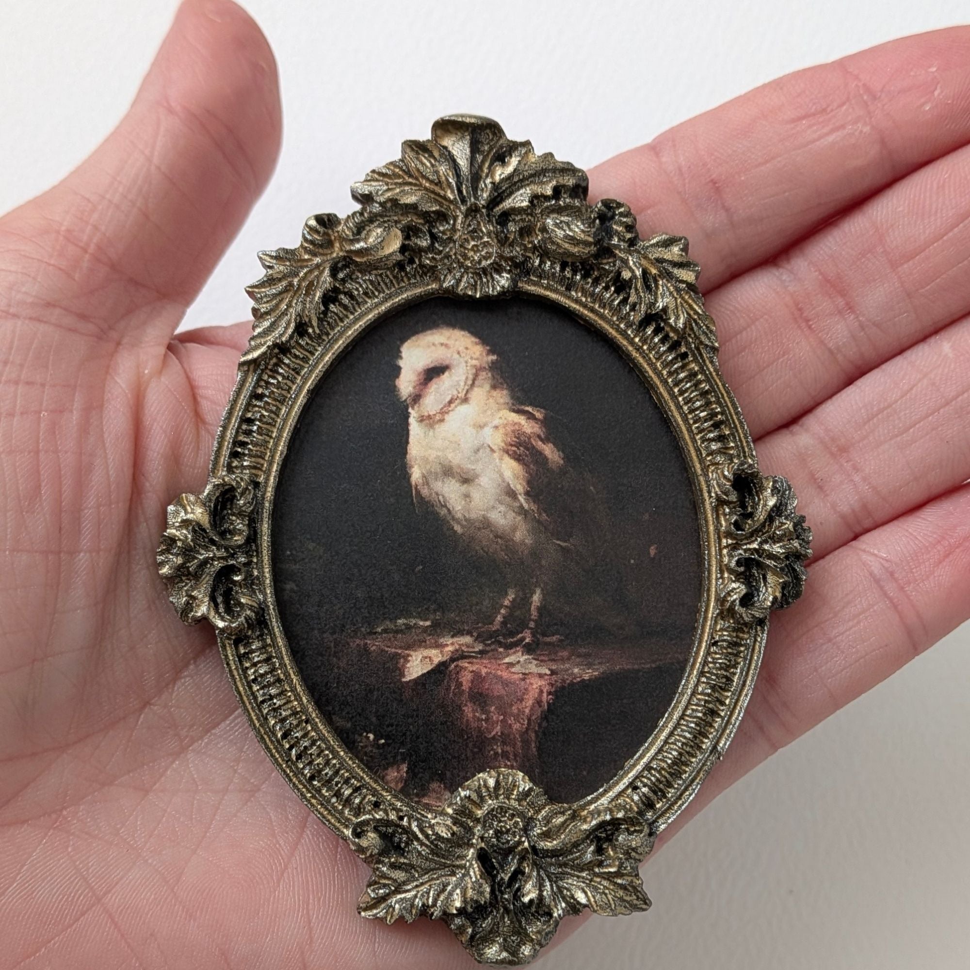 Décoration Murale Rapace Nocturne | Cadre Doré Baroque Gothique pour Cabinet de Curiosités Style Antique Vintage Dark Academia Sorcellerie