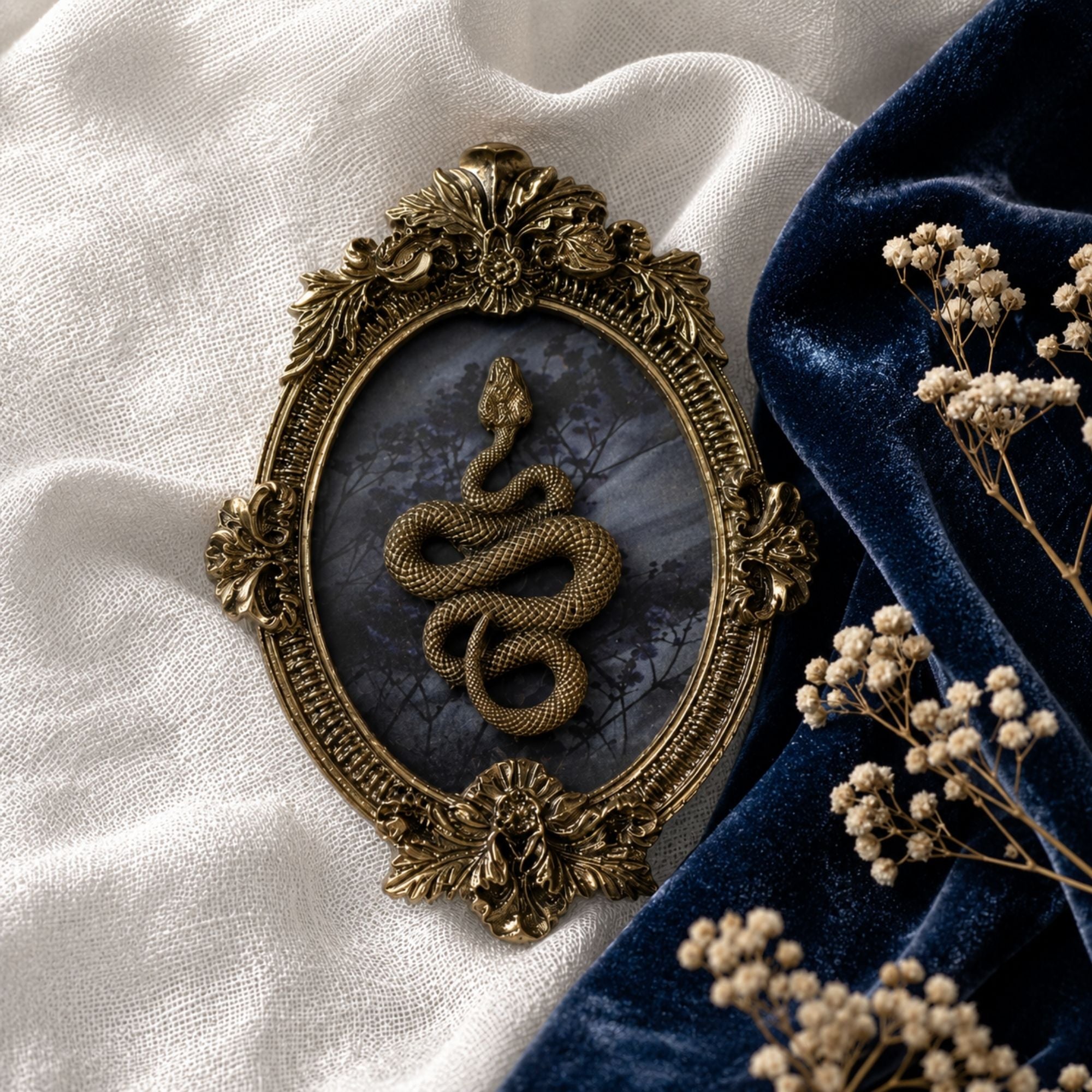 Décoration Serpent Murale | Cadre Doré Baroque Gothique POUR Cabinet de Curiosités  Style Antique Vintage Dark Academia Sorcière Magic