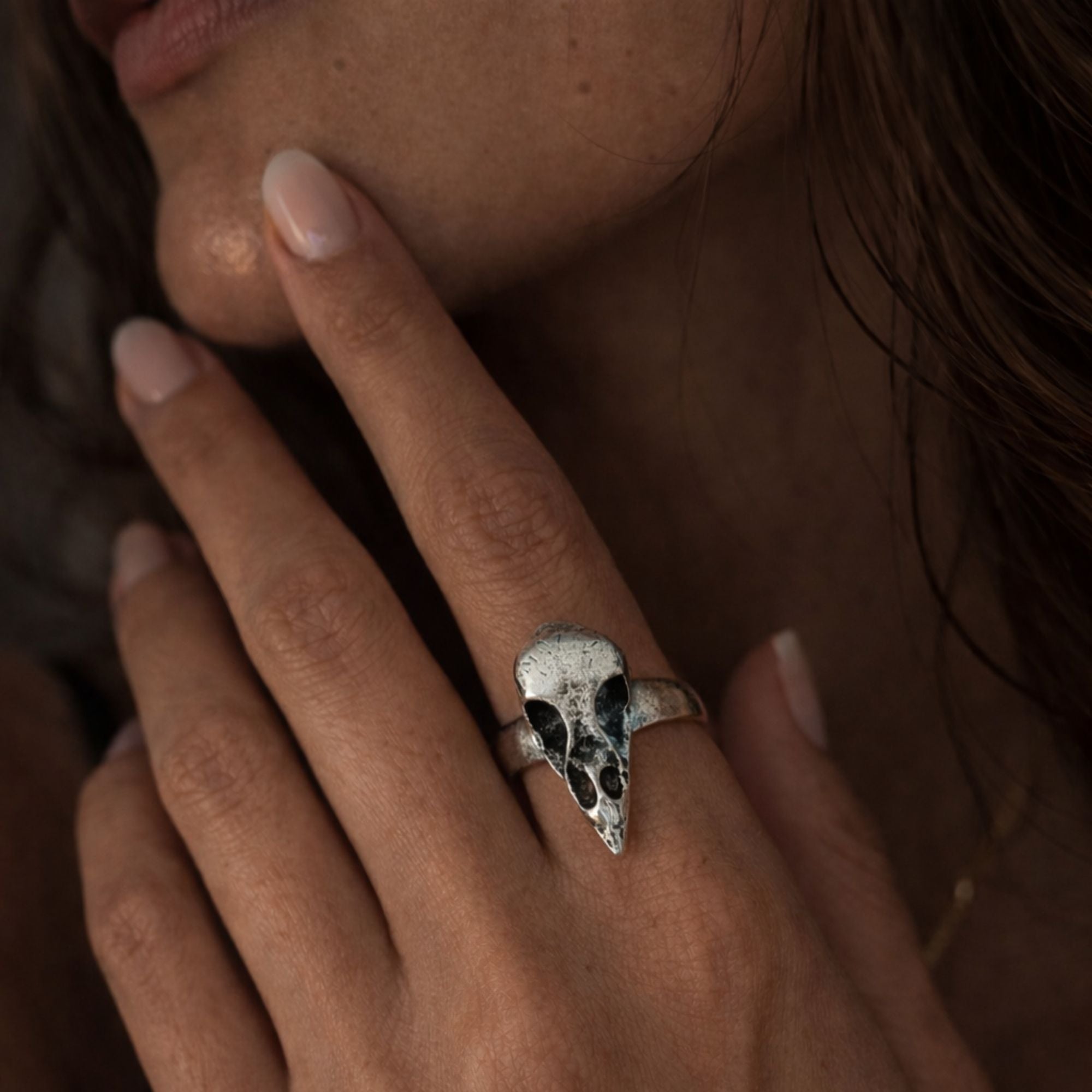 Bague Corbeau Gothique | Acier Inoxydable Argenté | Bijou Cabinet de Curiosités | Style Sorcellerie Wicca Pagan Rock
