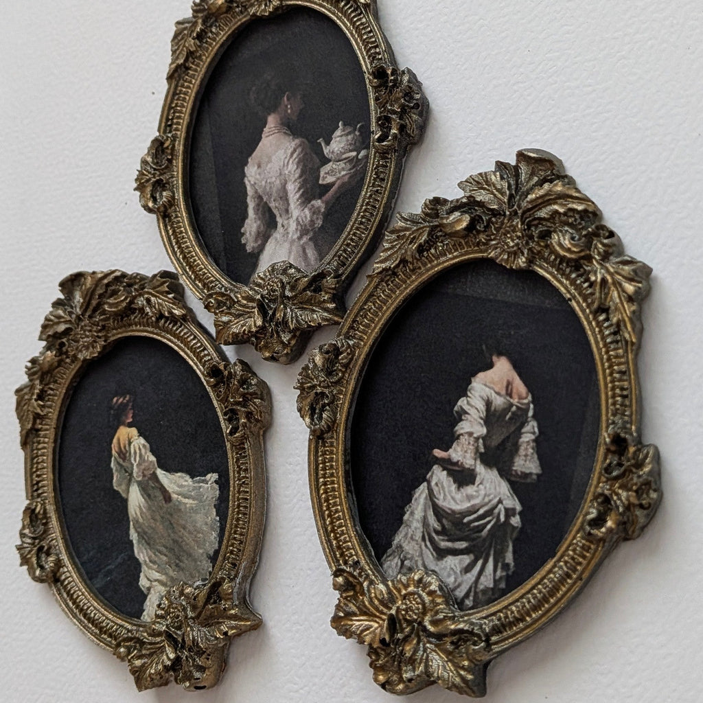 Lot de 3 Petits Cadres Ovales Dorés Style Baroque | Nocturne Décor
