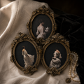 Lot de 3 Petits Cadres Ovales Dorés Style Baroque | Nocturne Décor