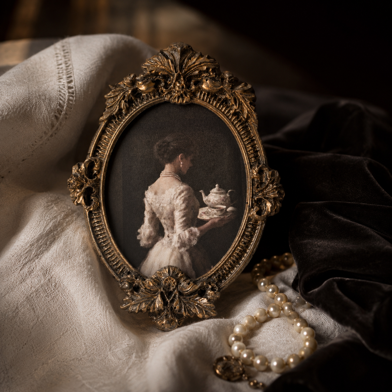 Cadre vintage peinture portrait gothique Ovales Dorés Style Baroque | Nocturne Décor (Copie)