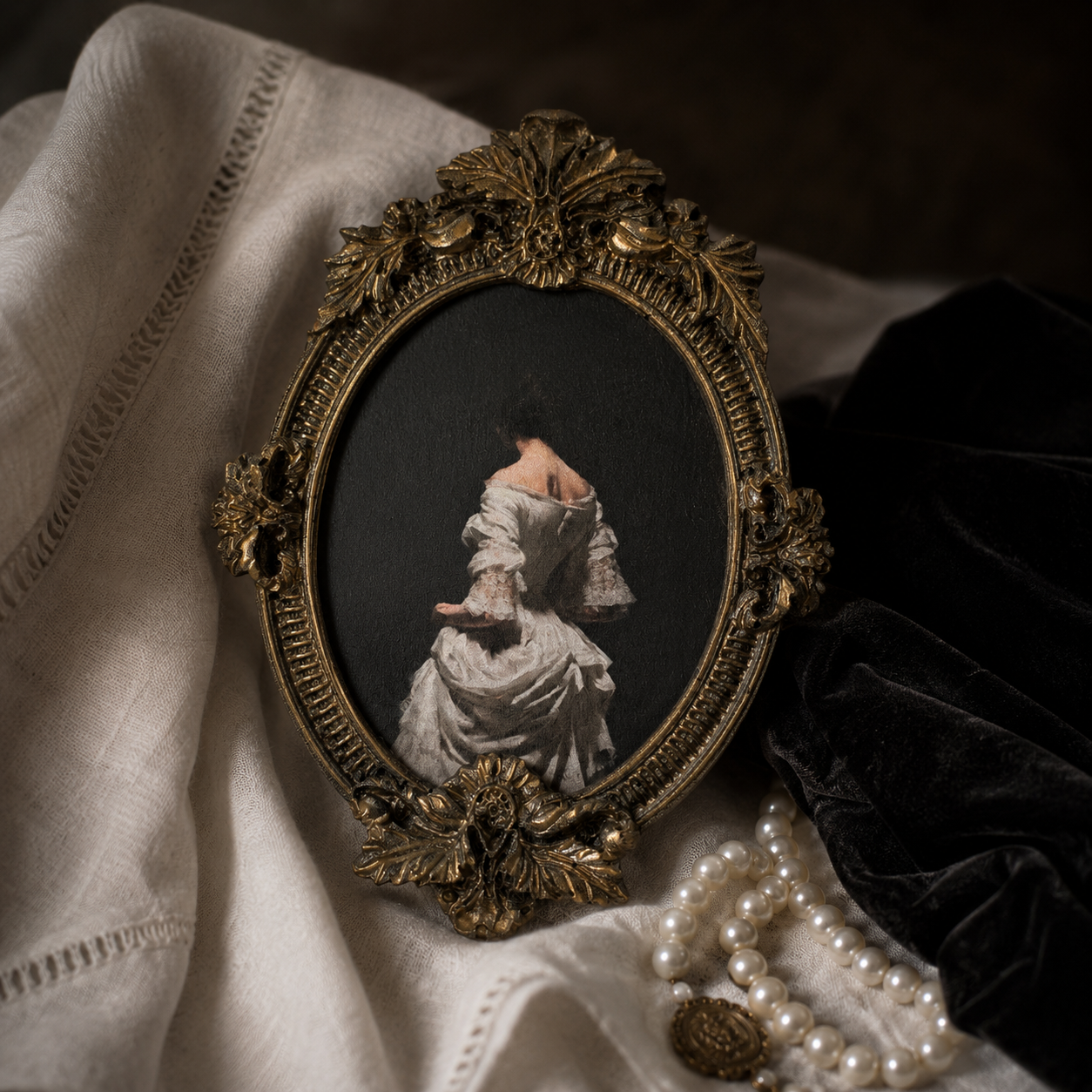 Cadre vintage peinture portrait gothique Ovales Dorés Style Baroque | Nocturne Décor (Copie)