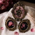 Trio Cadres Serpent et Fleurs Baroques - Déco Gothique Cabinet Curiosités Vintage - Set Cadres Muraux Résine Légère Dark Academia